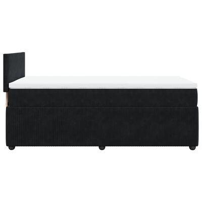 vidaXL Pat box spring cu saltea, negru, 90x190 cm, catifea