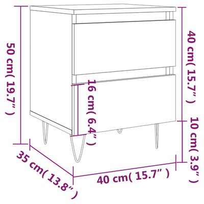 vidaXL Noptiere, 2 buc., negru, 40x35x50 cm, lemn compozit