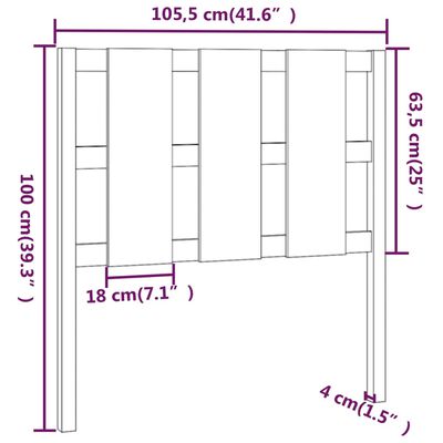 vidaXL Tăblie de pat, 105,5x4x100 cm, lemn masiv de pin