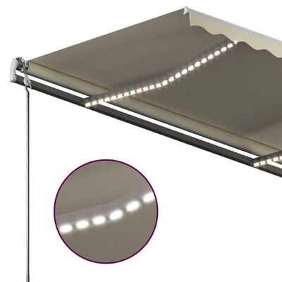 vidaXL Copertină retractabilă manual cu LED, crem, 450x350 cm