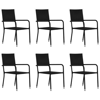 vidaXL Set mobilier de grădină, 7 piese, negru, poli ratan