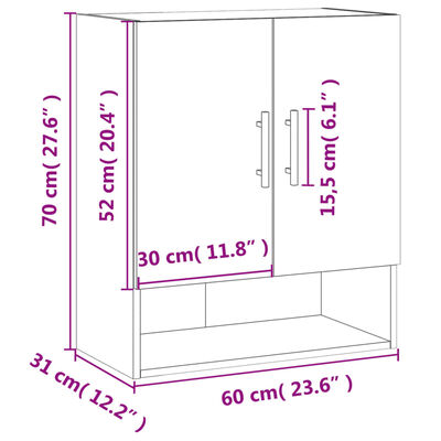 vidaXL Dulap de perete, gri sonoma, 60x31x70 cm, lemn compozit