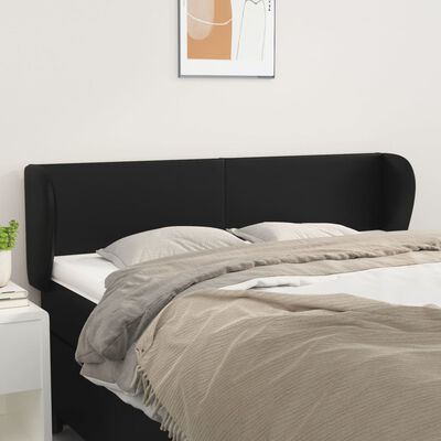 vidaXL Tăblie de pat cu aripioare negru 147x23x78/88cm piele ecologică