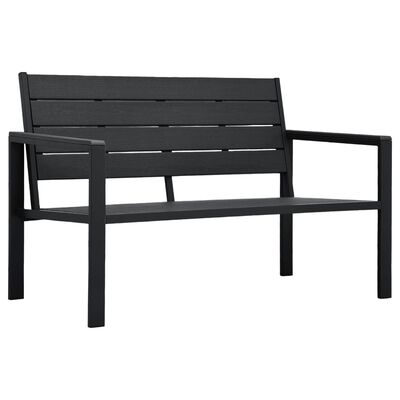 vidaXL Bancă de grădină, negru, 120 cm, aspect de lemn, HDPE