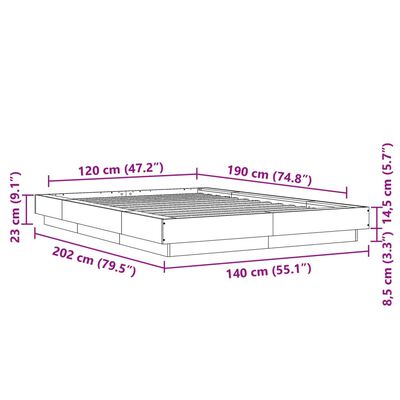 vidaXL Cadru de pat, alb, 120x190 cm, lemn prelucrat