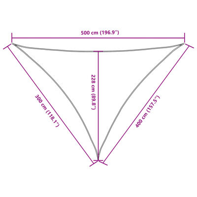 vidaXL Parasolar, negru, 3x4x5m, țesătură oxford, triunghiular