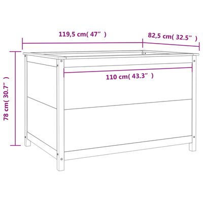 vidaXL Strat înălțat de grădină, alb, 119,5x82,5x78 cm, lemn masiv pin