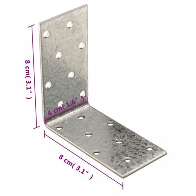 vidaXL Suporturi unghiulare 40 buc. 2 mm 80x40x80 mm oțel galvanizat