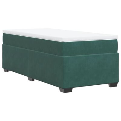 vidaXL Pat box spring cu saltea, verde închis, 90x190 cm, catifea