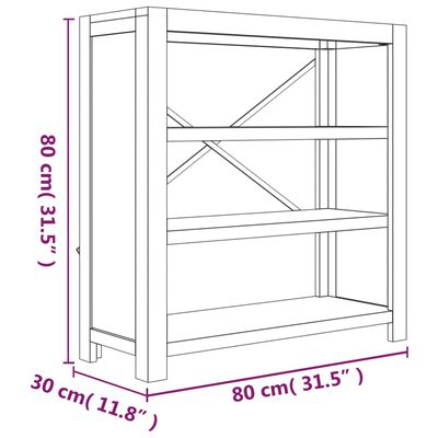 vidaXL Bibliotecă cu 3 rafturi, 80x30x80 cm, lemn masiv de acacia