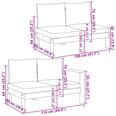 vidaXL Set de canapele de grădină cu perne, 5 buc., lemn masiv acacia