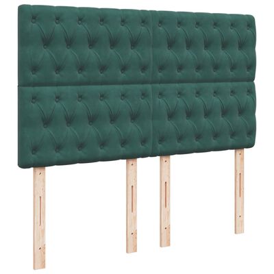 vidaXL Pat box spring cu saltea, verde închis, 140x190 cm, catifea