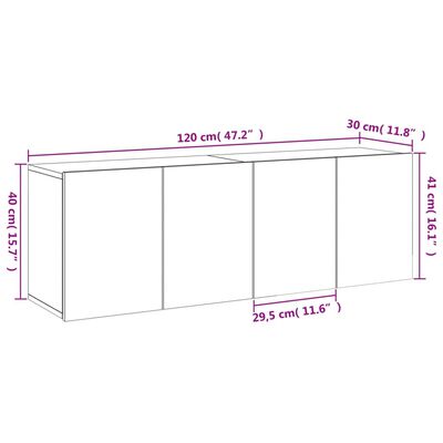 vidaXL Comodă TV de perete, 2 buc. gri beton, 60x30x41 cm