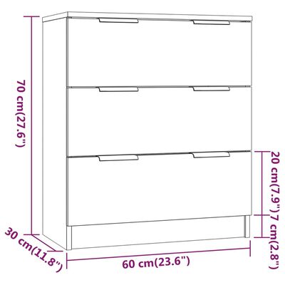 vidaXL Dulap, negru, 60x30x70 cm, lemn prelucrat