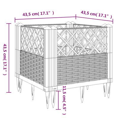 vidaXL Jardinieră de grădină cu spalier, negru, 43,5x43,5x43,5 cm, PP