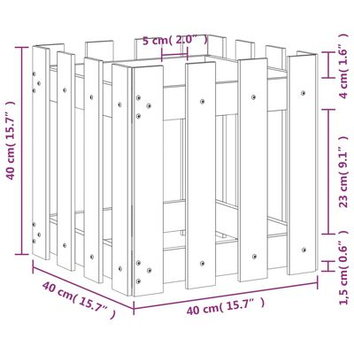 vidaXL Jardinieră grădină design gard 40x40x40cm lemn de pin impregnat