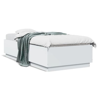 vidaXL Cadru de pat, alb, 100x200 cm, lemn prelucrat