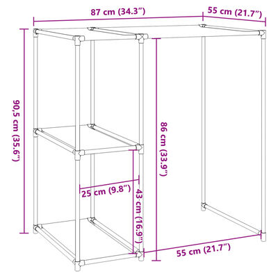 vidaXL Raft depozitare peste mașină de spălat gri 87x55x90,5 cm fier