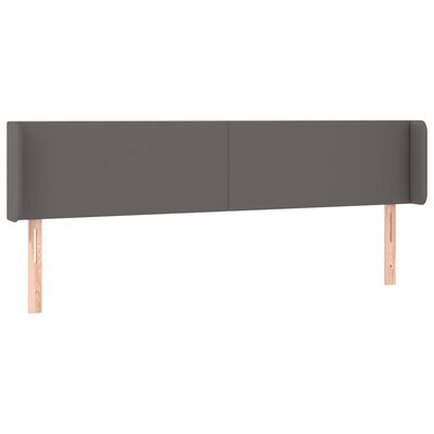 vidaXL Tăblie de pat cu aripioare gri 203x16x78/88 cm piele ecologică