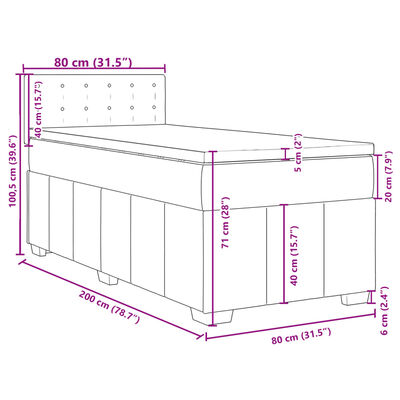 vidaXL Pat box spring cu saltea, negru, 80x200 cm, textil