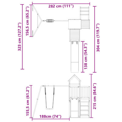 vidaXL Set de joacă pentru exterior, lemn masiv de pin