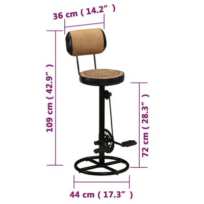 vidaXL Scaune bar, 2 buc., maro&negru, piele naturală capră, imprimeu