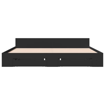 vidaXL Cadru de pat cu sertare negru 200x200 cm lemn prelucrat