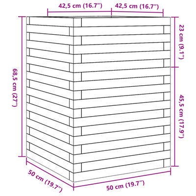 vidaXL Jardinieră de grădină, 50x50x68,5 cm, lemn de pin impregnat