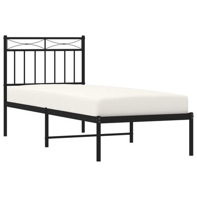 vidaXL Cadru de pat metalic cu tăblie, negru, 75x190 cm