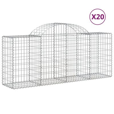 vidaXL Coșuri gabion arcuite 20 buc, 200x50x80/100 cm, fier galvanizat