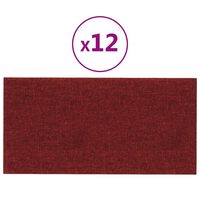 vidaXL Panouri de perete, 12 buc., roșu vin, 30x15 cm, textil, 0,54 m²