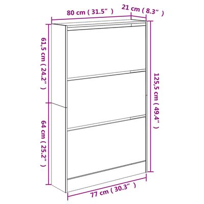 vidaXL Pantofar, stejar sonoma, 80x21x125,5 cm, lemn compozit