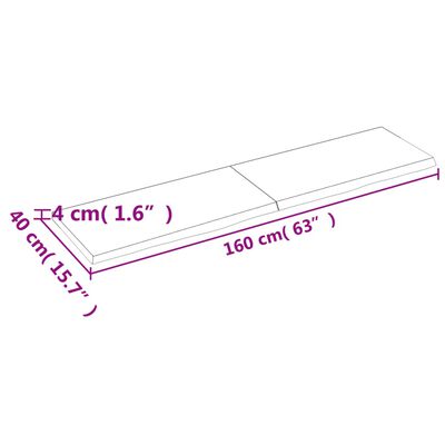 vidaXL Poliță de perete, 160x40x(2-4)cm, lemn masiv de stejar netratat