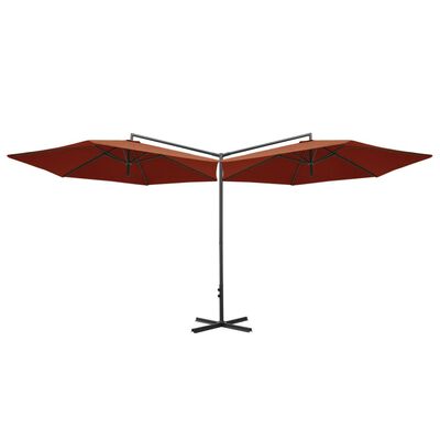 vidaXL Umbrelă de soare dublă, stâlp din oțel, cărămiziu, 600 cm