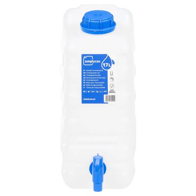 vidaXL Recipient de apă cu robinet, transparent, 15 L, plastic