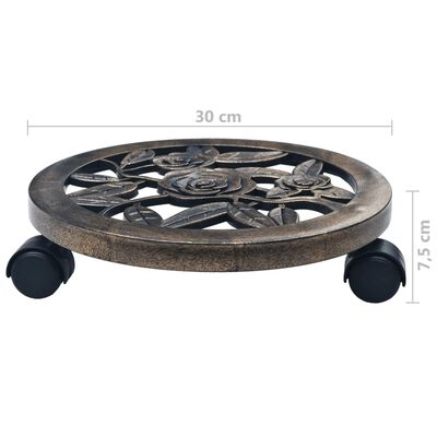 vidaXL Suporturi de plante cu role, 6 buc., bronz, 30 cm, plastic