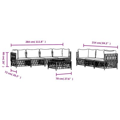 vidaXL Set mobilier de grădină, 8 piese, cu perne, alb, oțel