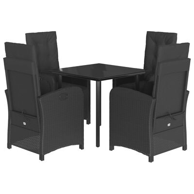 vidaXL Set mobilier de grădină cu perne, 5 piese, negru, poliratan