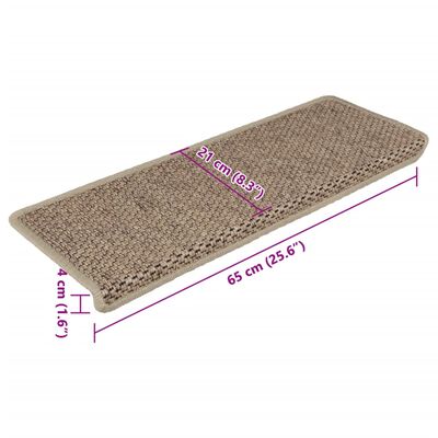 vidaXL Covorașe scări autoadezive 15buc nisipiu 65x21x4cm aspect sisal