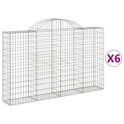 vidaXL Coșuri gabion arcuite 6 buc, 200x30x120/140 cm, fier galvanizat