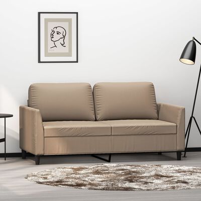 vidaXL Canapea cu 2 locuri, cappuccino, 140 cm, piele ecologică