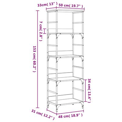 vidaXL Bibliotecă, negru, 50x33x153 cm, lemn prelucrat