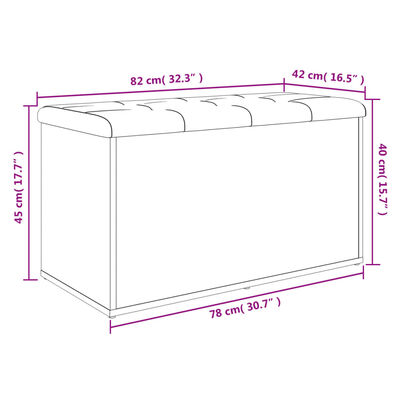 vidaXL Bancă de depozitare, gri beton, 82x42x45 cm, lemn prelucrat