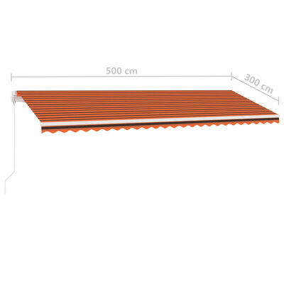 vidaXL Copertină autonomă retractabilă manual, oranj/maro, 500x300 cm