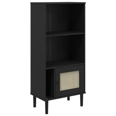 vidaXL Bibliotecă SENJA aspect ratan negru 60x35x130 cm lemn masiv pin