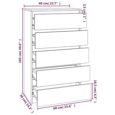 vidaXL Dulap cu sertar, stejar fumuriu, 60x36x103 cm, lemn prelucrat