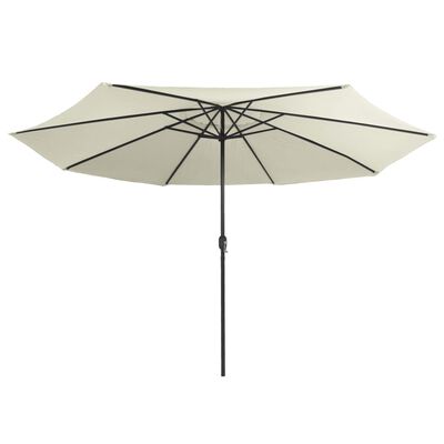 vidaXL Umbrelă de soare de exterior, stâlp metalic, alb nisipiu 400 cm