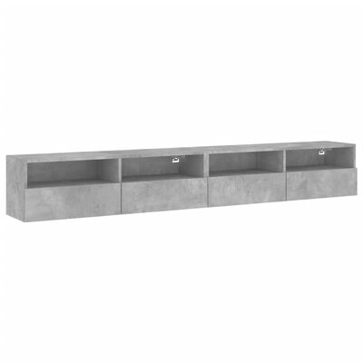 vidaXL Comode TV de perete, 2 buc., gri beton, 100x30x30 cm, lemn