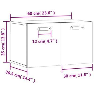 vidaXL Dulap de perete, gri beton, 60x36,5x35 cm, lemn prelucrat