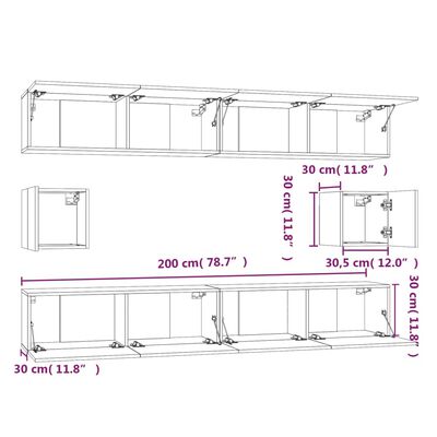 vidaXL Set dulap TV, 6 piese, alb extralucios, lemn prelucrat